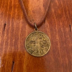 Twigs Jewels St. Francis long leather necklace